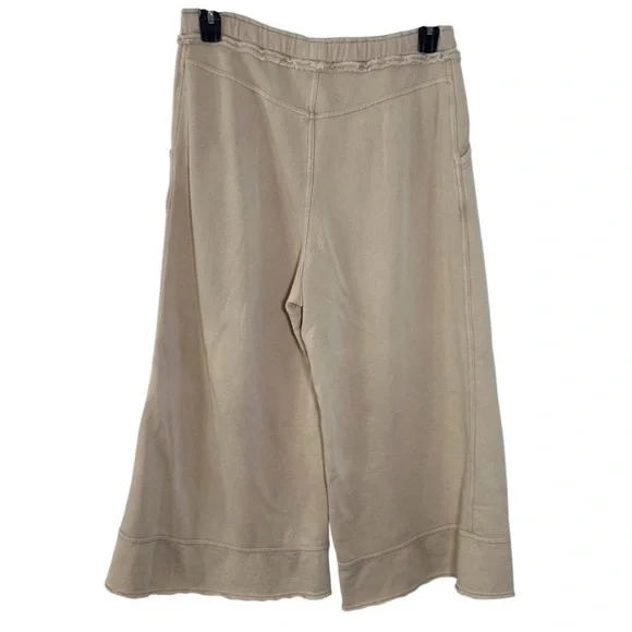 EASEL Mineral Wash Terry Knit Pants Camel Wide Leg L - Picture 3 of 7